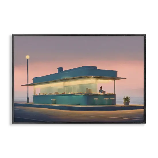Stupell Industries Lone Beach Diner at Sunset Framed Giclee By Noah Bay {7}