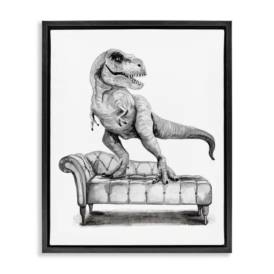 Stupell Industries T-Rex Lounging on Couch Floating Frame By Rachel Nieman {1}