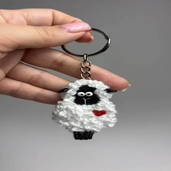 Set for making a brooch-keychain Crystal Art Sheep BP-376C {2}