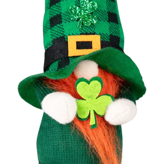 Northlight Plaid Gnome with Shamrocks St. Patrick's Day Decoration - 7" Green {6}