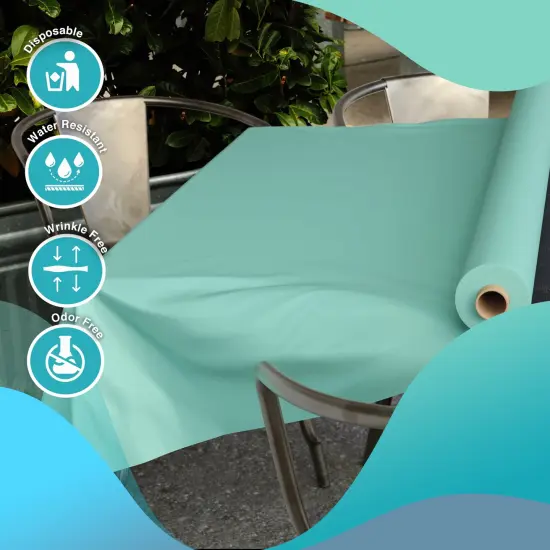 Exquisite Plastic Table Cover Roll &ndash; 40" x 300' Disposable Tablecloth Roll &ndash; Premium Thick 0.5 MIL Plastic Banquet Roll &ndash; Party Table Cover Roll for Events & Catering Mint {3}