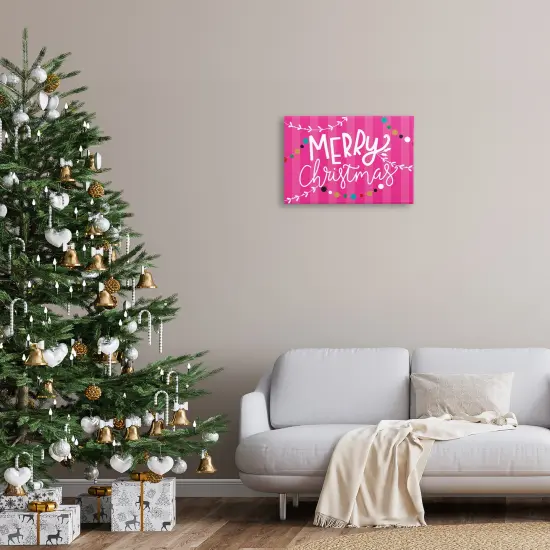 Stupell Industries Merry Christmas over Pink Stripes Canvas By Louise Allen Designs {2}