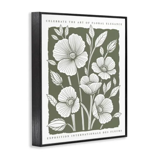 Stupell Industries Moss Hued Florals Framed Giclee By Lettered and Lined {9}