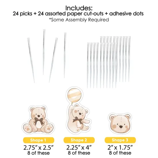 Big Dot of Happiness We Can Bearly Wait - Dessert Cupcake Toppers - Teddy Bear Baby Shower Clear Treat Picks - Set of 24 {6}