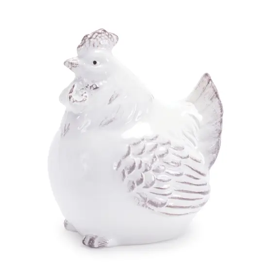 Melrose Ceramic Resting Chicken Figurines - 5" - Set of 6 White {6}