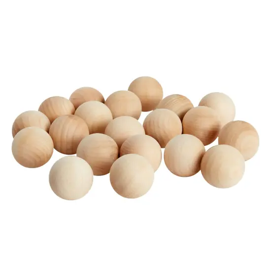 1.5 Inch Wooden Balls for Crafts, Unfinished Round Wood Spheres for DIY Projects (20 Pack) Brown {7}