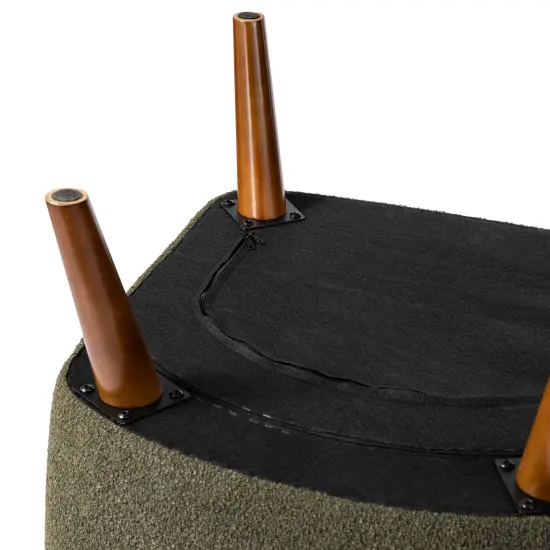 32.75"H Upholstered Tufted Accent Chair with Rubber Wood Legs Green {5}