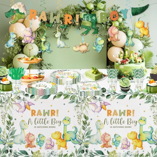 Dinosaur Baby Shower Decorations Tablecloth {5}