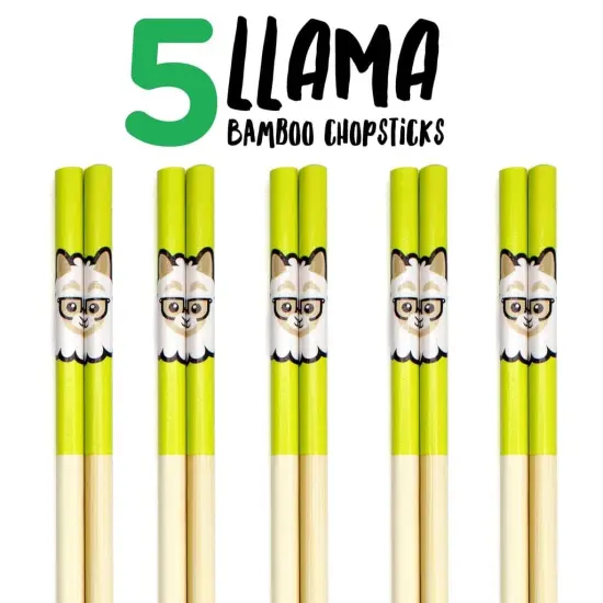 Llama Bamboo Chopstick Set of 5 {4}