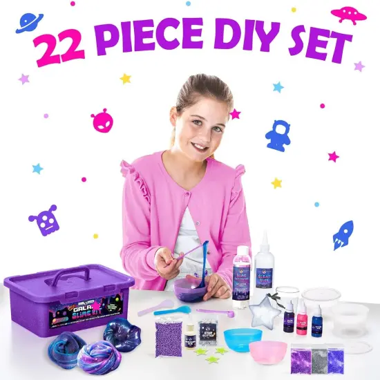22-Piece Mini Galaxy Slime Kit with Glitter and Glow in The Dark Powder {2}