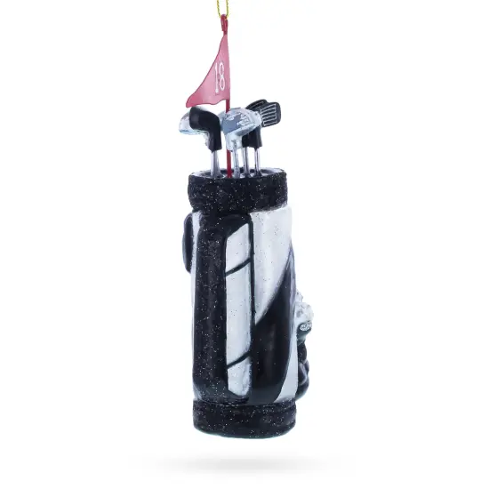Golf Bag with Clubs Glass Christmas Ornament {4}