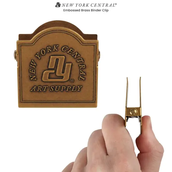 New York Central Embossed Brass Book Clip, Vintage Patina Finish, 1.57" x 1.73" x 0.77", Holds up to .67", Decorative Office Supplies, Durable Journal Clip with Strong Metal Spring {3}