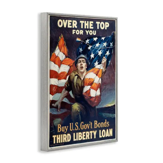 Stupell Industries Vintage Military Man & Flag Framed Giclee By Marcus Jules {3}