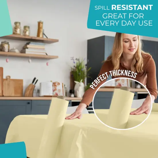 Exquisite Plastic Table Cover Roll &ndash; 40" x 300' Disposable Tablecloth Roll &ndash; Premium Thick 0.5 MIL Plastic Banquet Roll &ndash; Party Table Cover Roll for Events & Catering Light Yellow {5}