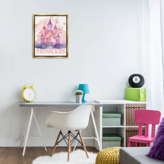 Stupell Industries Pastel Princess Castle Floating Frame By Jesse Keith {2}
