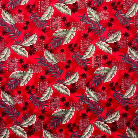 1 Yard Split Leaf Hammock Fern Fabric 100% Cotton, 36" lx45" W Red {1}
