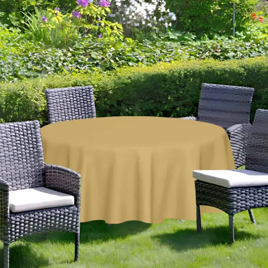 3 Pack Gold Round Tablecloth 84 x 84 Inch {5}