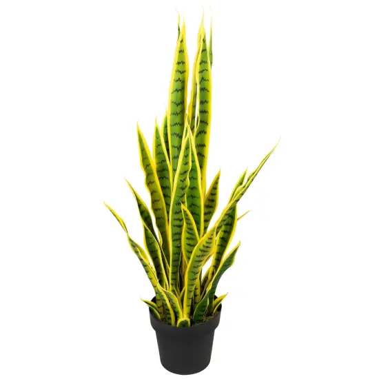 Northlight Artificial Potted Snake Plant - 38" Green {4}