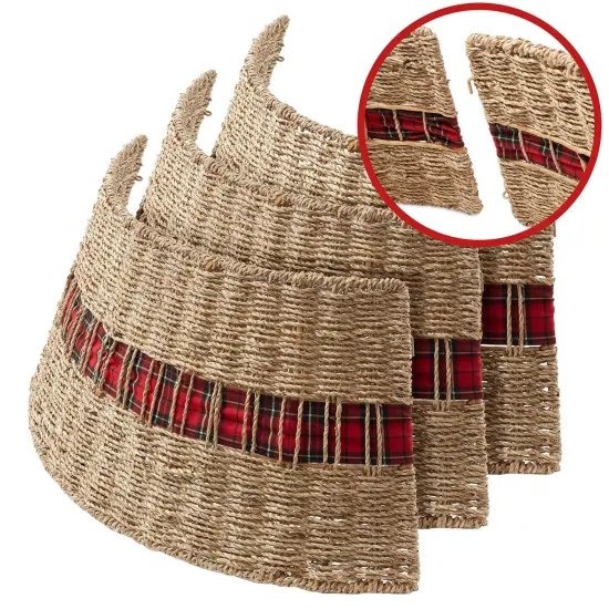 Casafield Christmas Tree Collar, Woven Farmhouse Tree Base Cover with Cord Cut Out {5}