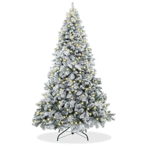 6FT Pre-Lit Snow-Flocked Pine Realistic Artificial Holiday Christmas Tree {1}