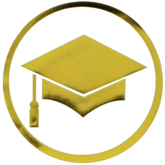 200 Pack Graduation Cap Stickers, Gold Foil Grad Hat Labels for Class of 2025, Self Adhesive Invitation Envelope Seals (1 Inch) {4}