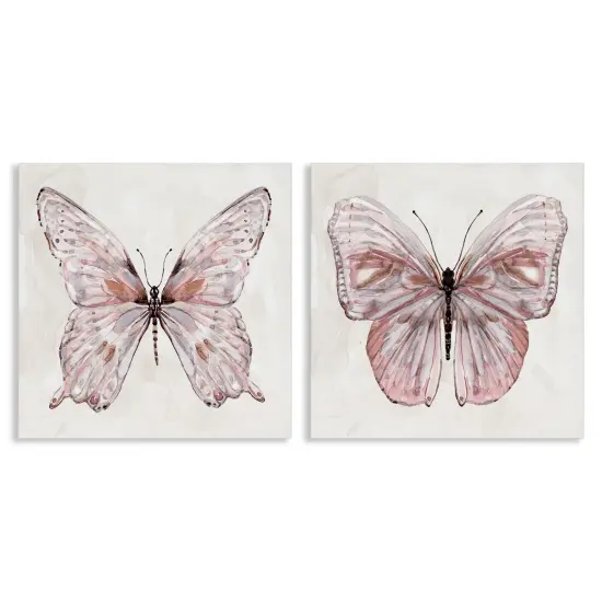 Stupell Industries Unique Butterflies in Muted Pinks 2pc Canvas Set By Carol Robinson {1}