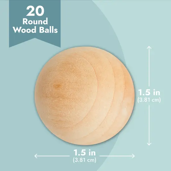 1.5 Inch Wooden Balls for Crafts, Unfinished Round Wood Spheres for DIY Projects (20 Pack) Brown {5}