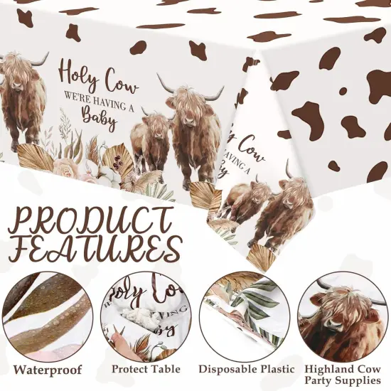 Western Highland Cows Baby Shower Tablecloths {2}