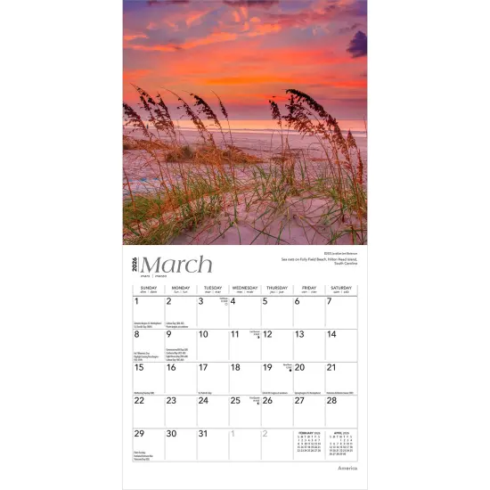 America | 2026 7 x 14 Inch (Hanging) Monthly Mini Wall Calendar {3}