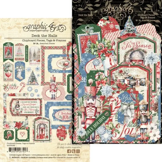 Graphic 45 Chipboard Die-Cuts-Tags & Frames, Deck The Halls {1}