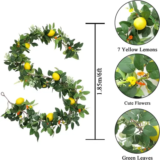 4Pcs Total 24 Ft Artificial Lemon Garland Spring Vine Garlands with Greenery {5}