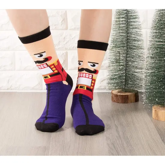 2 Pairs Christmas Socks for Men and Women, Fun Gift Set, Xmas Holiday Party Novelty Gifts, Unisex, One Size (Cute Nutcracker) Multicolor {2}