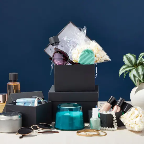 Stockroom Plus Set of 4 Sizes Square Nesting Gift Boxes with Lids for Presents, Decorative Goodie Box for Holidays, Wedding, Birthday, and Party Favors, Stackable (Black) {2}