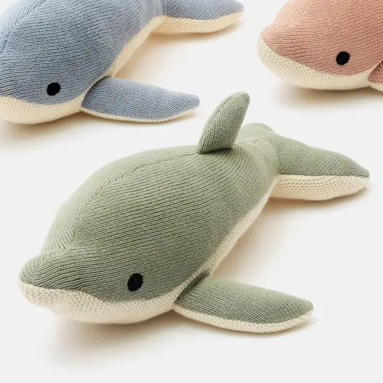100% Handmade Cotton knitted Soft Dolphin Plush Toy baby blue {5}