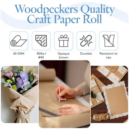 Jumbo Brown Craft Paper Roll, Multiple Sizes, for Gift Wrap| Woodpeckers {1}