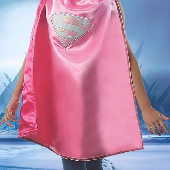 Pink Supergirl Cape Costume Accessory for Kids with White Logo Design {5}
