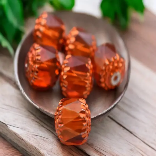 Orange Washed Tangerine Apollo Fire Polished Cathedral Beads {2}