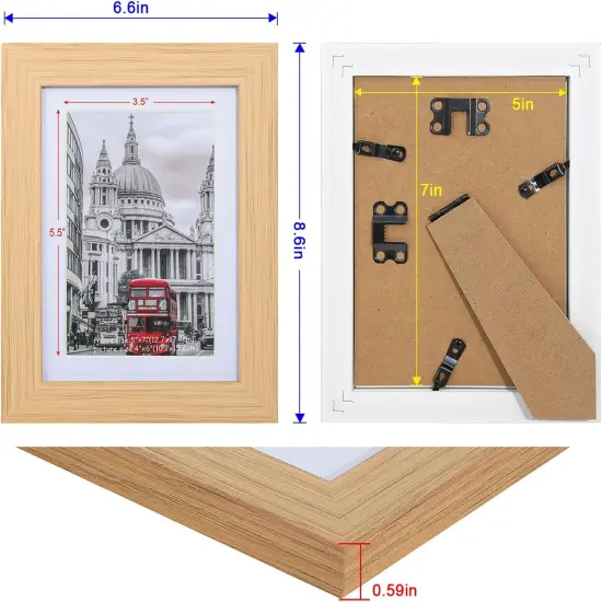 5x7 Picture Frame, 4 Pack Plastic 5x7 inch Wood Grain Picture Frames {2}
