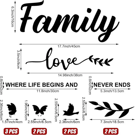 Mirror Family Wall Decor 3D Acrylic Wall Decal Stickers Family Letter Quotes {3}