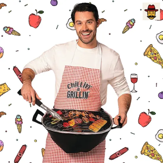 Grill Master Costume Apron With 3D Grill Funny BBQ Halloween Outfit {6}