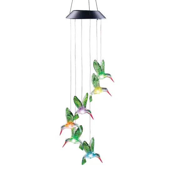Collections Etc Solar Color Changing Hummingbird Outdoor Garden Mobile {2}
