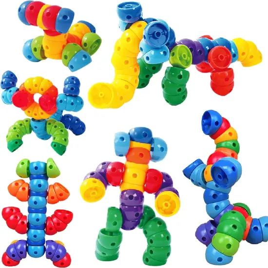 Snap n Twist Building Toys -Wocky Blocks- 80 Pieces STEM Snap Cubes - Manipulatives for Elementary School & Preschool - Tactile Sensory Toys for Boys & Girls,Stem Toys for 3 Year Old. {4}