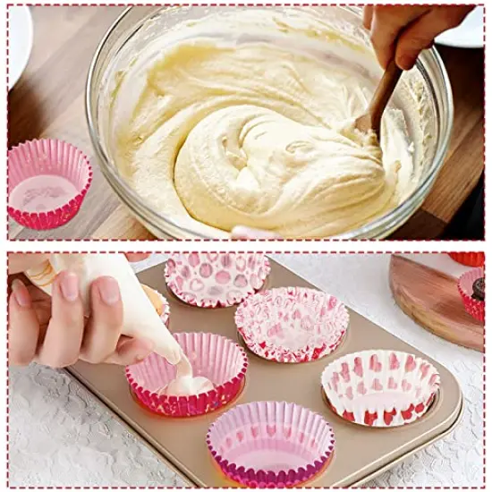 450 Pieces Valentine's Day Cupcake Liners Heart Baking Cups Cupcake Wrappers Paper Wraps Muffin Liners for Valentine's Day Wedding Birthday Party Candy Cake Decorations Supplies (9 Designs) {5}