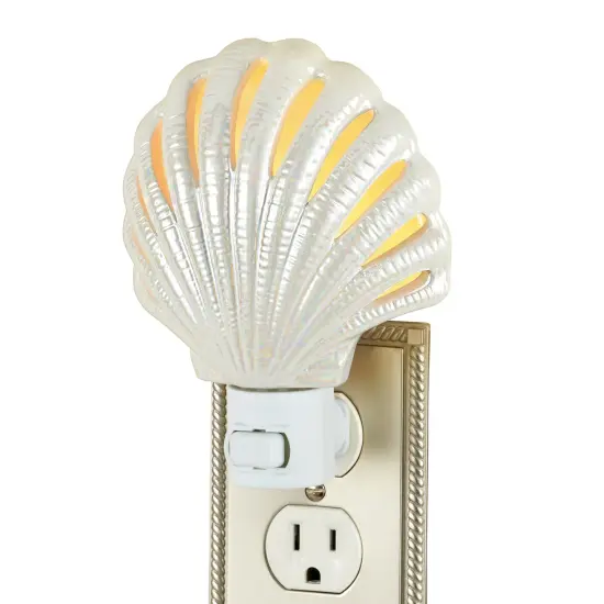 Collections Etc White Pearlized Finish Seashell Night Light {2}
