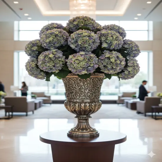 2PC Charming 18-Inch Periwinkle Hydrangea Stem- Enchanting 7-Inch Diameter - Perfect for Home D&eacute;cor, Wedding Centerpieces, and Special Event Floral Decorations {2}