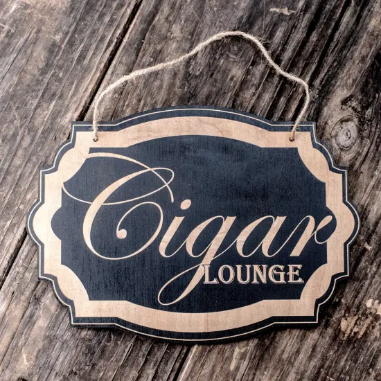 Cigar Lounge - Black Door Sign 7x10in {3}
