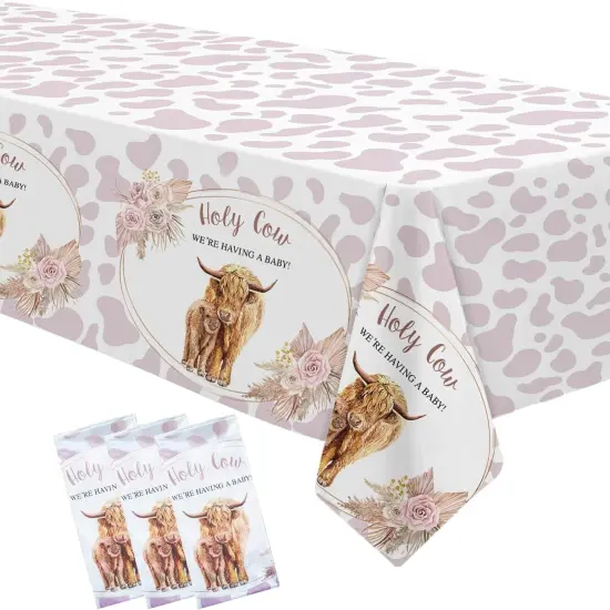 Highland Cow Baby Shower Decorations Tablecloth {1}