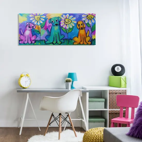 Stupell Industries Puppy Trio with Daisies Canvas By Nettie Price {2}