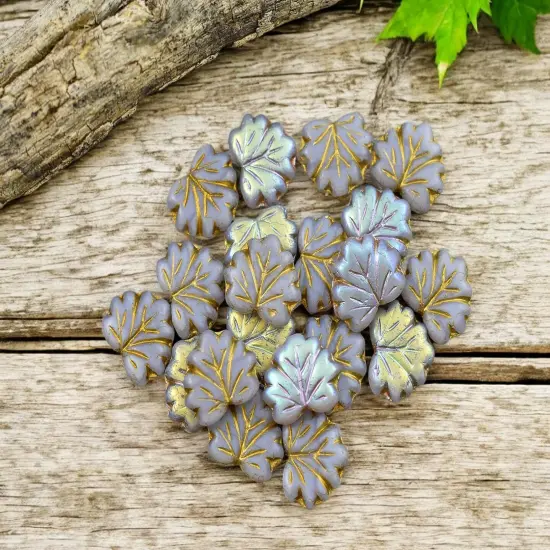 *20* 13x11mm Gold Washed Matte Thistle AB Maple Leaf Beads {1}