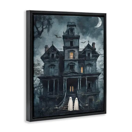 Stupell Industries Ghost Pair & Haunted Mansion Floating Frame By Jo Moulton {3}